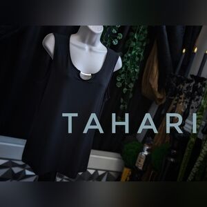Black Tahari Blouse Tank Top LG